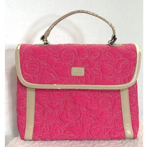 Y2K Lulu Guinness Catherine Pink Fuchsia Quilted Nylon Rose Handle Bag Read